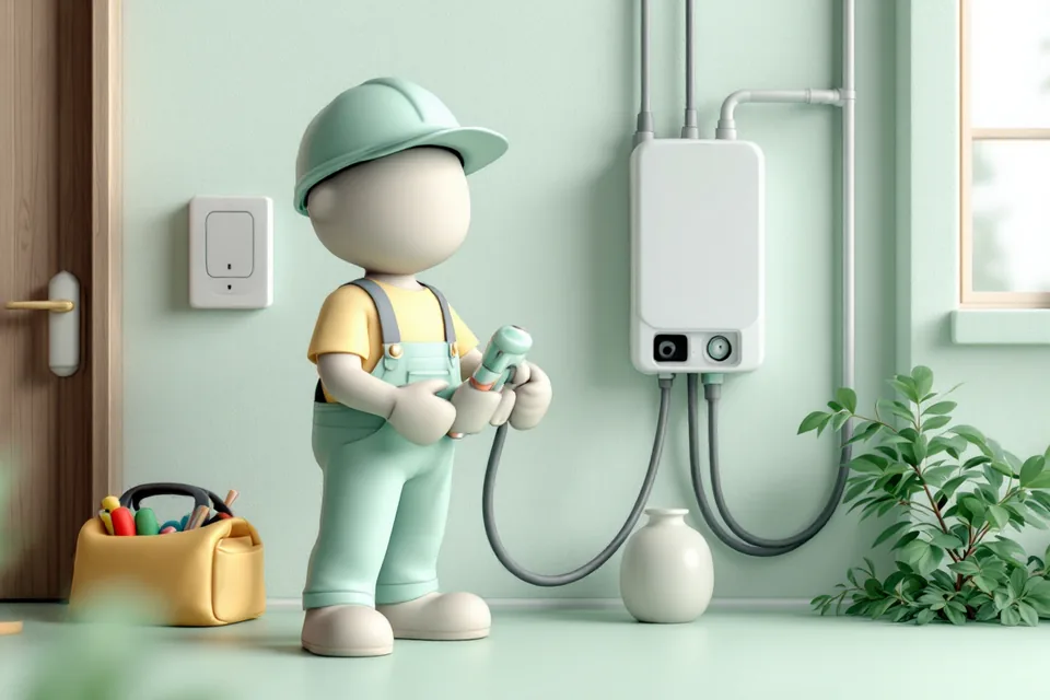 Illustratie: installateur aan het werk